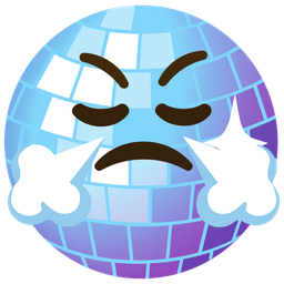 face with steam from nose and mirror ball