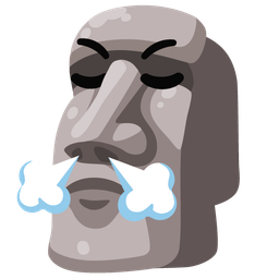 face with steam from nose and moai