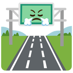 face with steam from nose and motorway