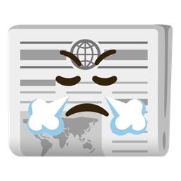 face with steam from nose and newspaper