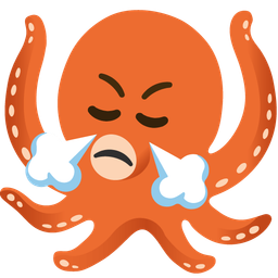 face with steam from nose and octopus