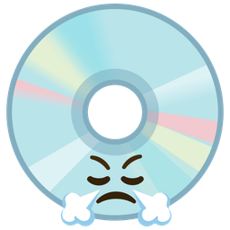 face with steam from nose and optical disk