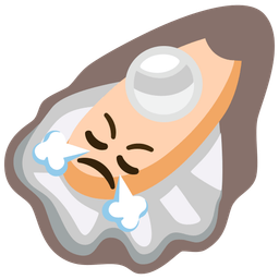 face with steam from nose and oyster