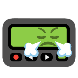 face with steam from nose and pager