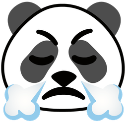 face with steam from nose and panda