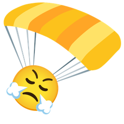 face with steam from nose and parachute