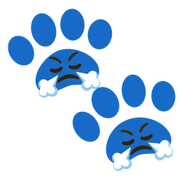 face with steam from nose and paw prints
