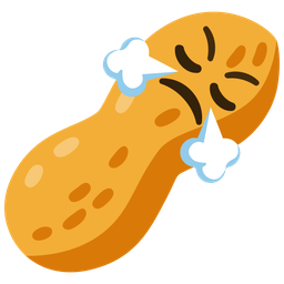 face with steam from nose and peanuts