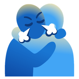 Face with steam from nose and People hugging