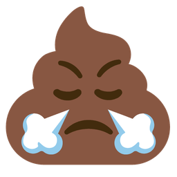 face with steam from nose and pile of poo