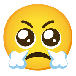 face with steam from nose and pleading face