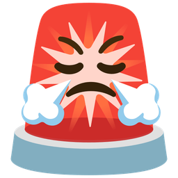 face with steam from nose and police car light