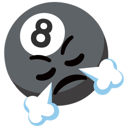 face with steam from nose and pool 8 ball