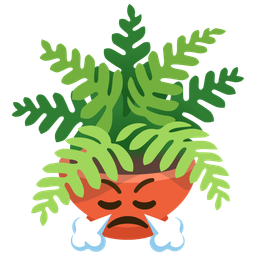 Face with steam from nose and Potted plant