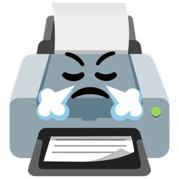 face with steam from nose and printer