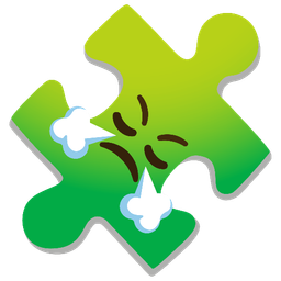 face with steam from nose and puzzle piece