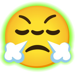 face with steam from nose and radioactive