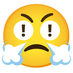 face with steam from nose and red exclamation mark