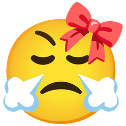 face with steam from nose and ribbon