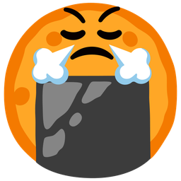 face with steam from nose and rice cracker