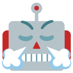 face with steam from nose and robot