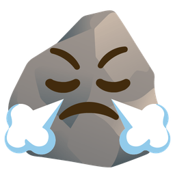 face with steam from nose and rock