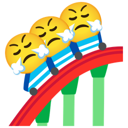 face with steam from nose and roller coaster