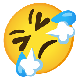 Face with steam from nose and Rolling on the floor laughing