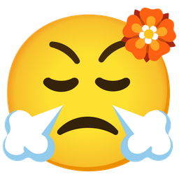 face with steam from nose and rosette