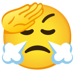 face with steam from nose and saluting face