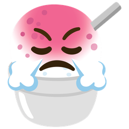 face with steam from nose and shaved ice