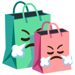 Face with steam from nose and Shopping bags