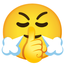 face with steam from nose and shushing face