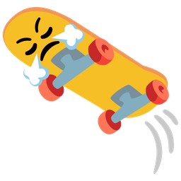 face with steam from nose and skateboard