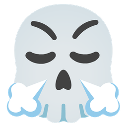 face with steam from nose and skull