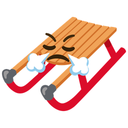 face with steam from nose and sled