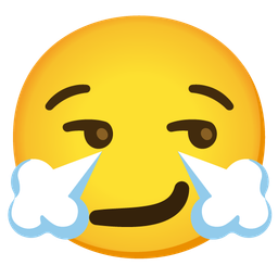 face with steam from nose and smirking face