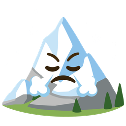 face with steam from nose and snow-capped mountain