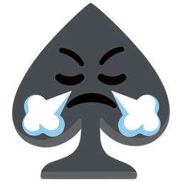 face with steam from nose and spade suit