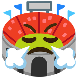 face with steam from nose and stadium