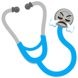 face with steam from nose and stethoscope