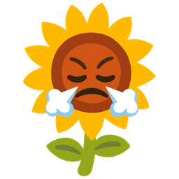 face with steam from nose and sunflower