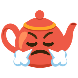 face with steam from nose and teapot