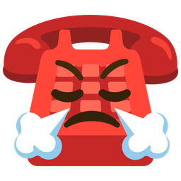 face with steam from nose and telephone