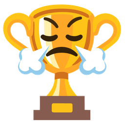 face with steam from nose and trophy