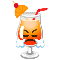 face with steam from nose and tropical drink