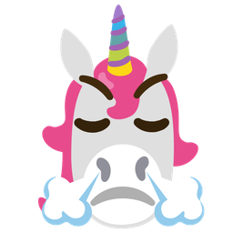 face with steam from nose and unicorn