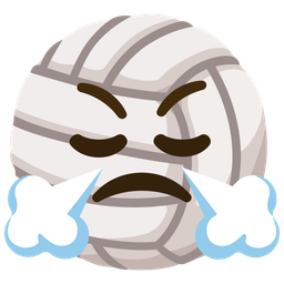 face with steam from nose and volleyball