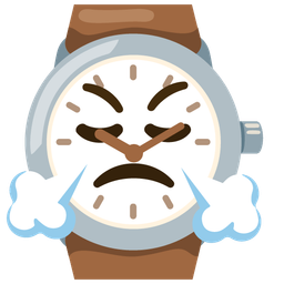 face with steam from nose and watch