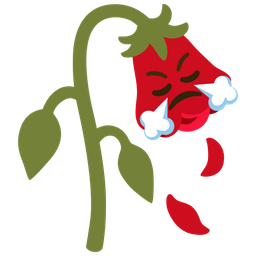 face with steam from nose and wilted flower